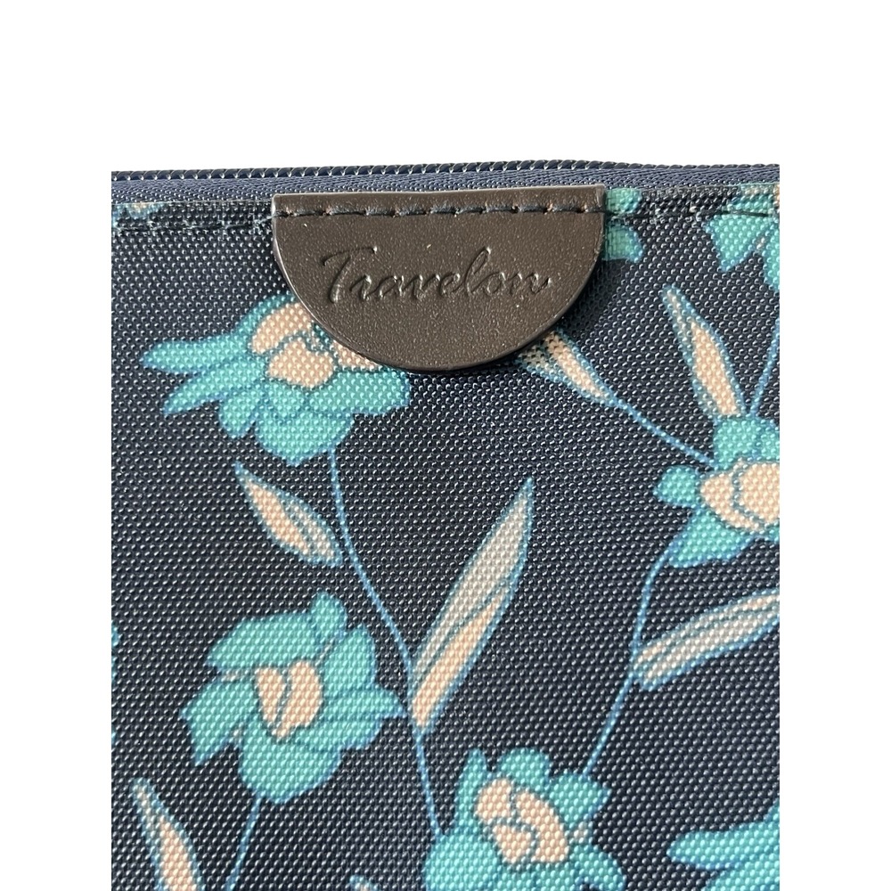 Travelon RFID Blocking Zip Around Wristlet Navy Blue Teal - Picture 4 of 4
